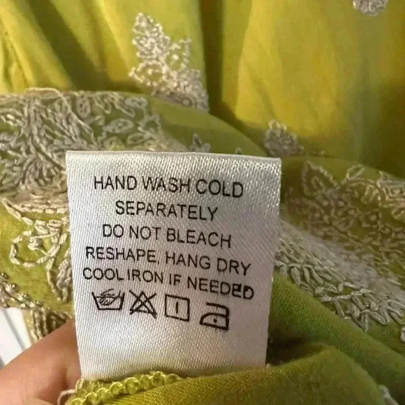 Sigrid Olsen Signature Chartreuse Green Embroidered Tunic Cotton Blouse Small - Picture 7 of 7